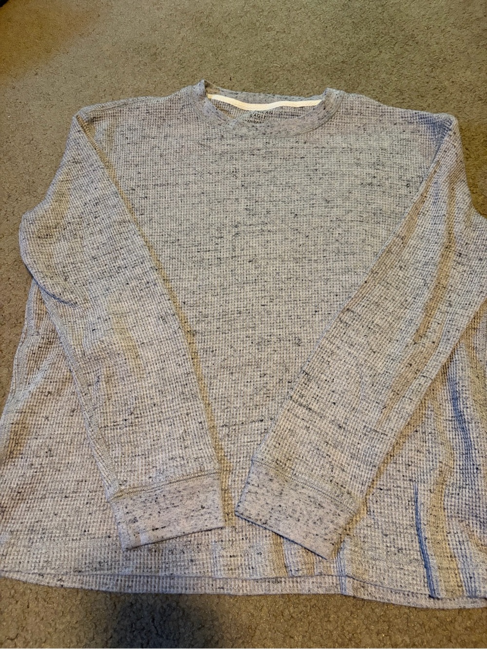 2 Men's Crewneck Waffle Knit Sweater - Light Gray and navy